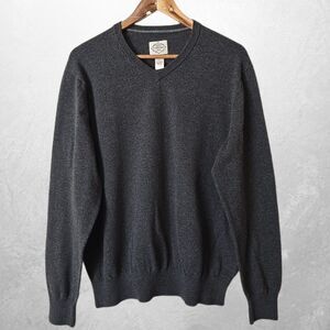 St. John's Bay Men's Gray Long Sleeve V-Neck Pullover Sweater Size L